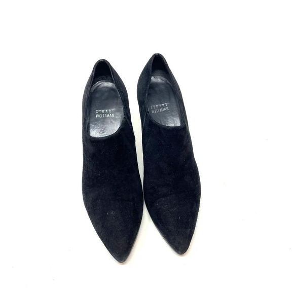 Stuart Weitzman Black Suede Pointed Toe‎ Stiletto Heel Ankle Bootie Size 7.5 - Picture 2 of 10